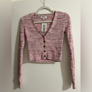 INTERMIX Pink Cropped Cardigan Sweater